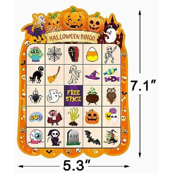 24 Players Halloween Bingo Game Cards for Kids Boys Girls Halloween Party Bingo Games for Classroom Game School Family Activity