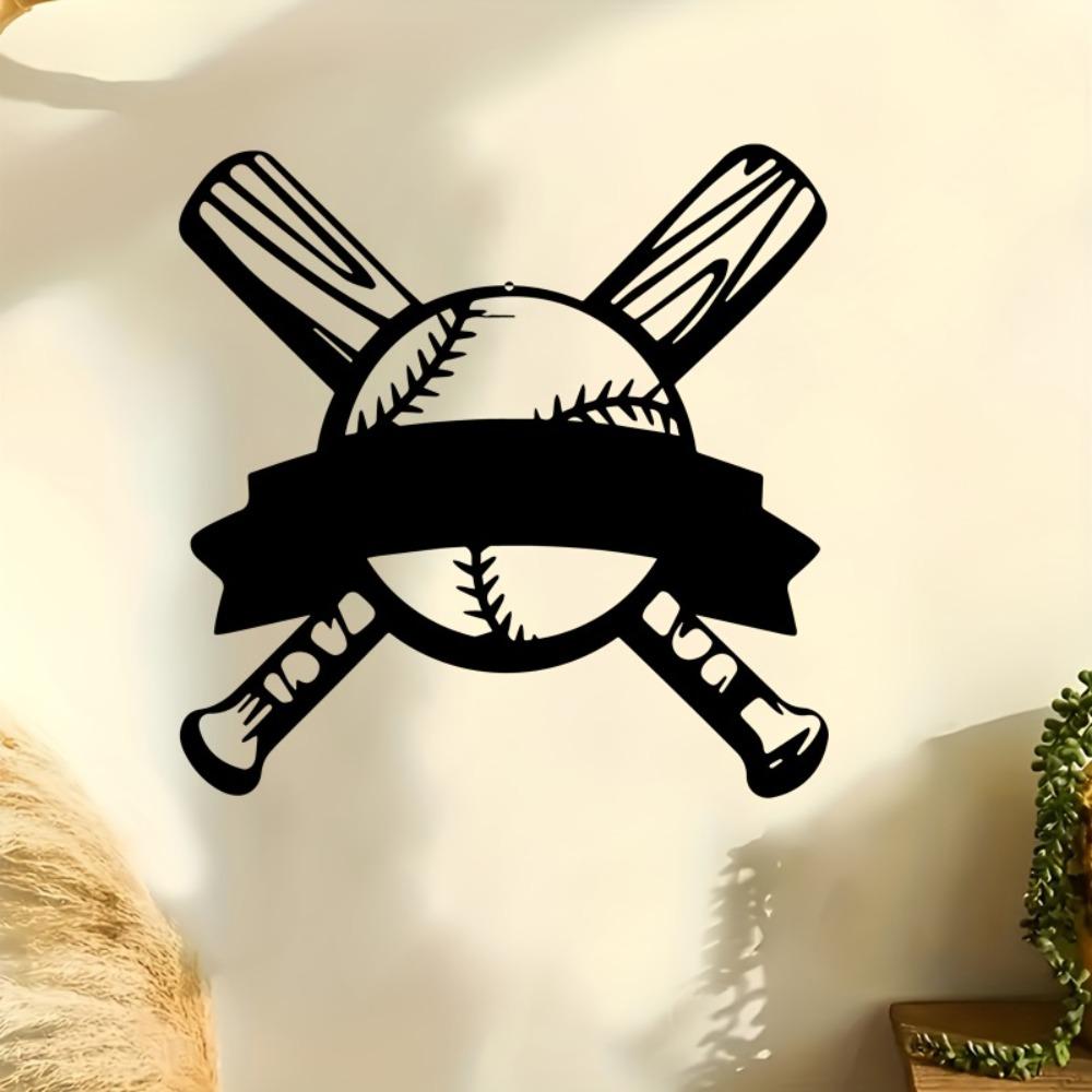 1pc Dynamic Baseball Bat Swing Metal Wall Art, Weatherproof Iron Statue for Garage Backyard Fence Indoor Outdoor Gift for Sports Fan Room Decor