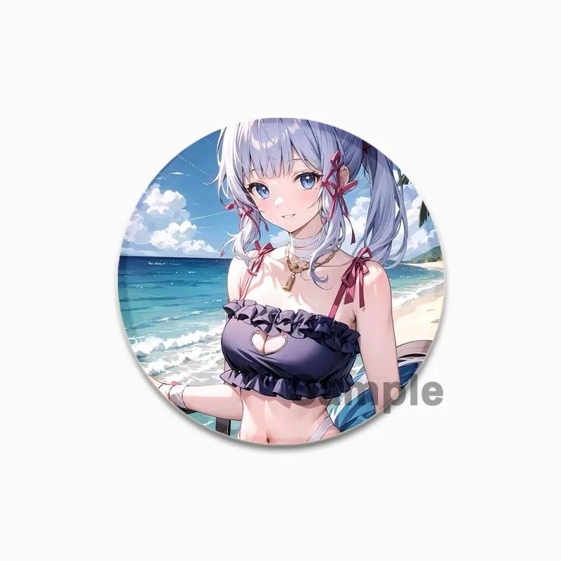 32/44/58mm Kamisato Ayaka Cartoon Badge Cute Tinplate Brooches Handmade Creative Enamel Pins for Clothes Backpack Gift Jewelry Accessories