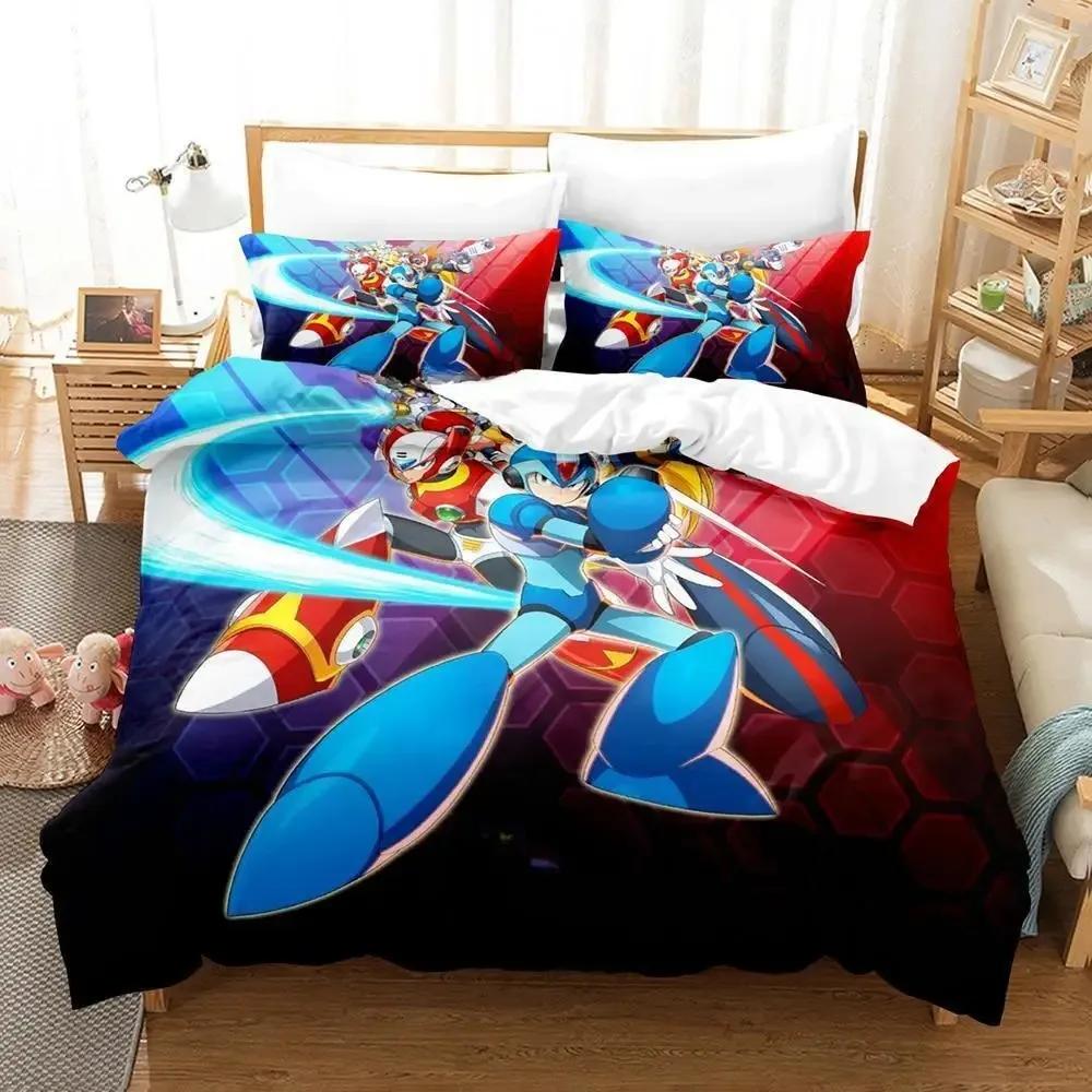 Mega Man X DiVE Beding Set Single Twin Ful Quen King-Sized Dimensionsd Dimensions Bed Linen Set Adult People Kid Bedrom Duvet cover Sets 3D Anime Bed