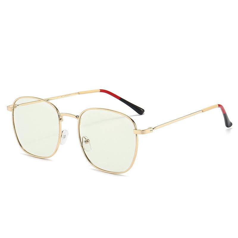 Fashion Anti-Blue Light Color-Changing Glasses, Men'S And Women'S New Metal Tide Glasses Frames, Men'S And Women'S Retro Color-Changing Flat Glasses