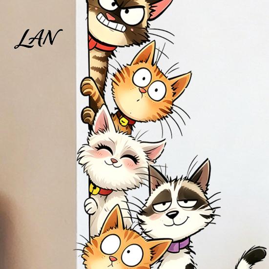Creative Home Decoration Gifts Cute Cartoon Cats/Dogs Wall Stickers, Waterproof PVC Decals, Peel And Decorative Glass Door Decals Stick Murals