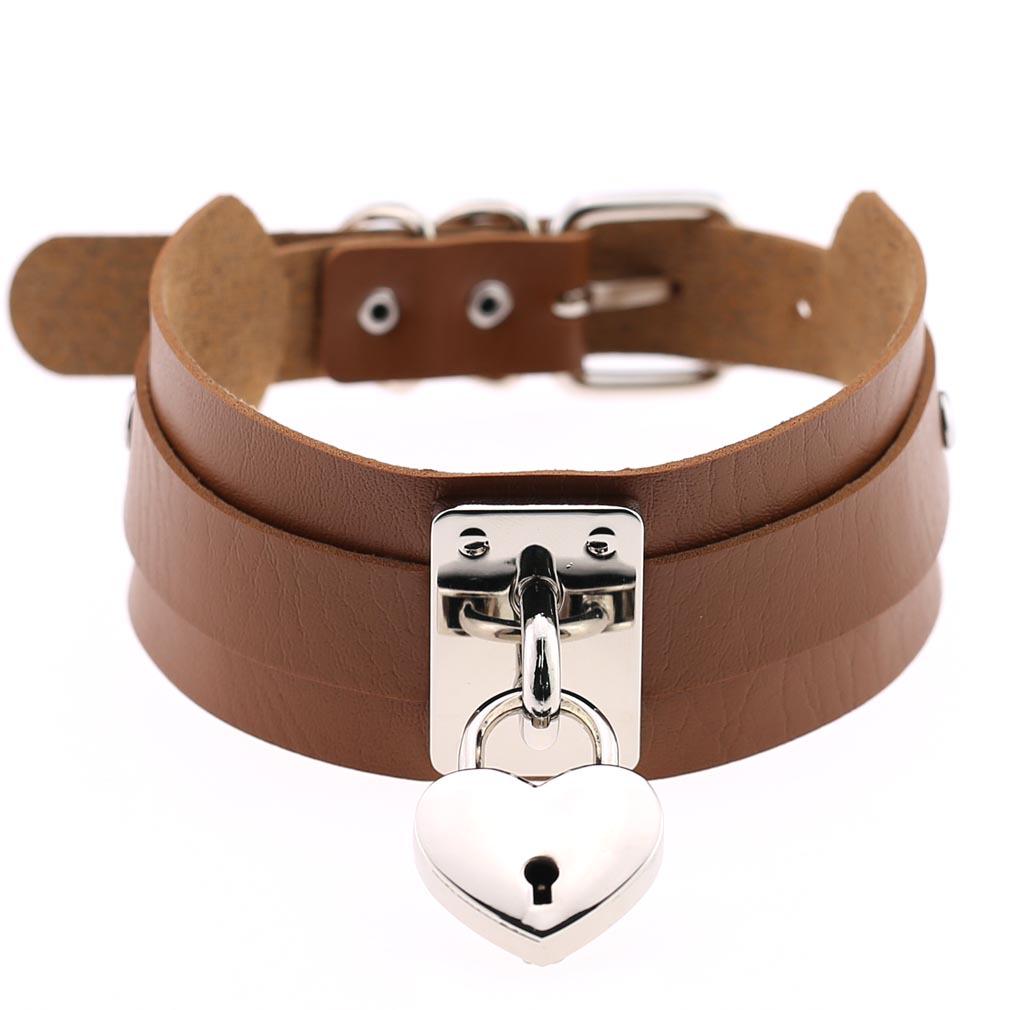 Übertriebener europäisch-amerikanischer Stil PU-Leder Doppellagiges Herzschloss Halsband