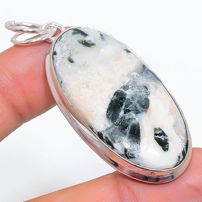 Pandantiv Handmade din Argint Sterling 925 cu Piatră Naturală Diopsid Cromat 2.29" A7U08