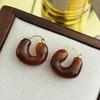 Maillard Amber Exaggerated Personality Fashionable Retro Earrings Medieval Earrings Women'S Niche High-End Stud Earrings