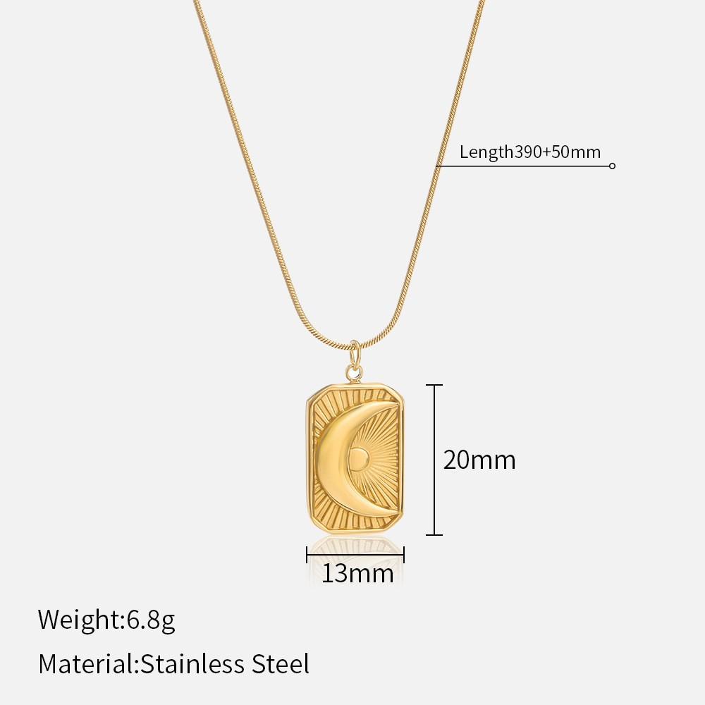 Trendy Star Moon Titanium Steel Necklace Women Small Pendant Jewelry 14K Gold Plated Fashion Gift