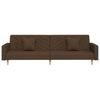 2 Seater Sofa Bed with 2 Pillows Brown Fabric