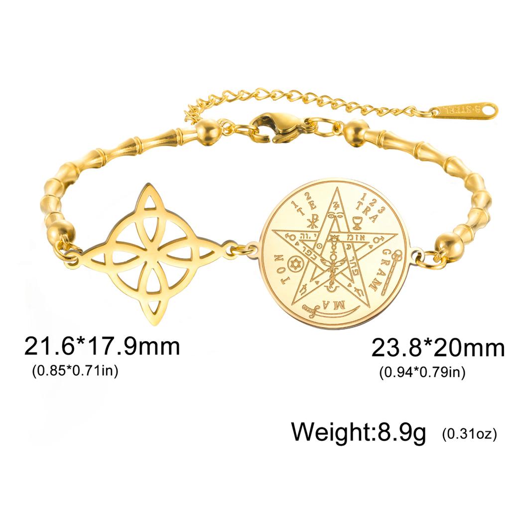 EUEAVAN Classic Witch Knot Bracelet For Women Stainless Steel Tetragrammaton Pentacle Bracelet Double Protection Jewelry Gifts