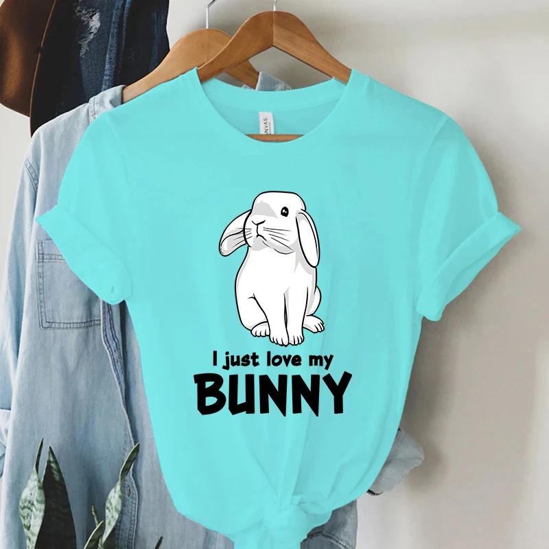 I Just Love My Bunny Print Unisexs Clothing Summer 2023 Funny Animal Tshirts Kawaii Short Sleeve T Shirt Unisex Streetwear Tops