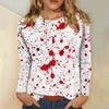 Women's Long-sleeved Loose-necked Halloween Print Casual Top, Suitable for Holiday Parties