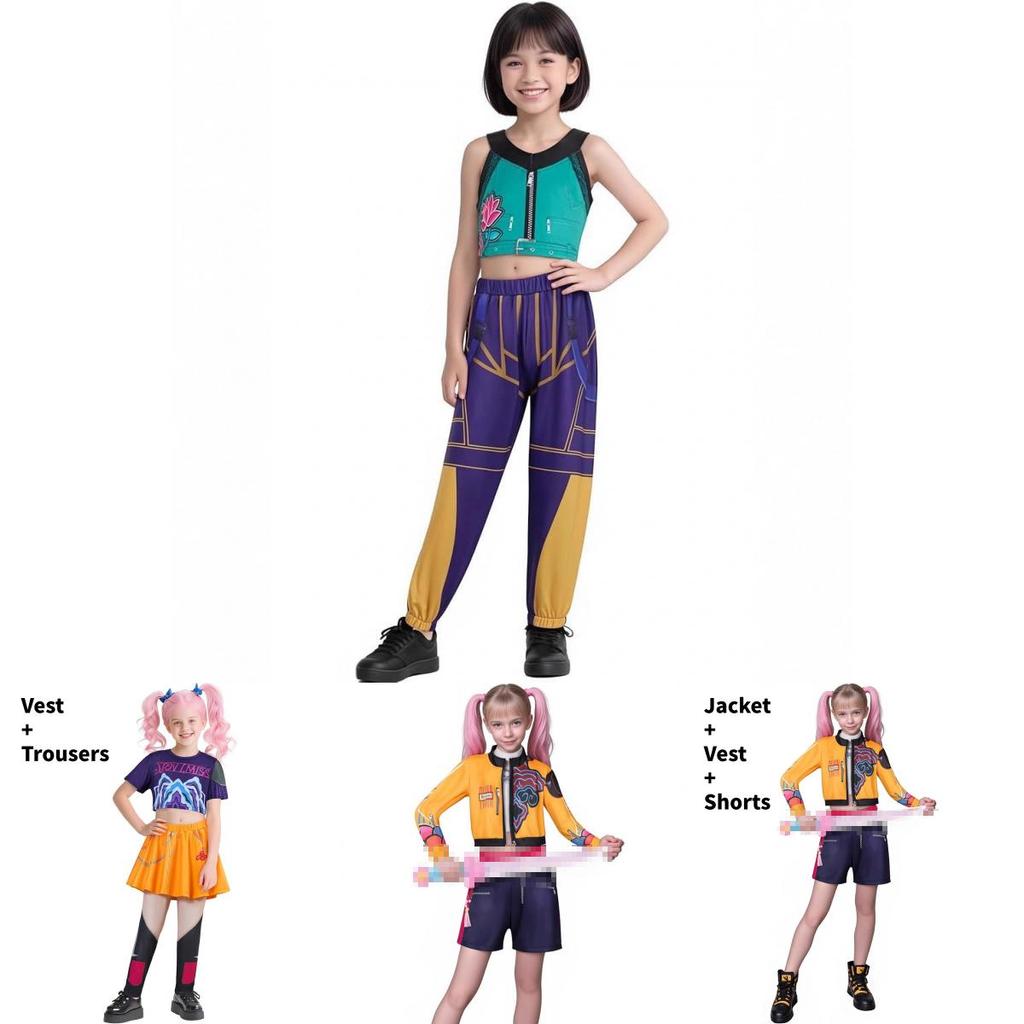 Kpop Lovci démonů Rumi Mira Zoey Kostým s polyesterovou látkou pro dětský výkonný oděv