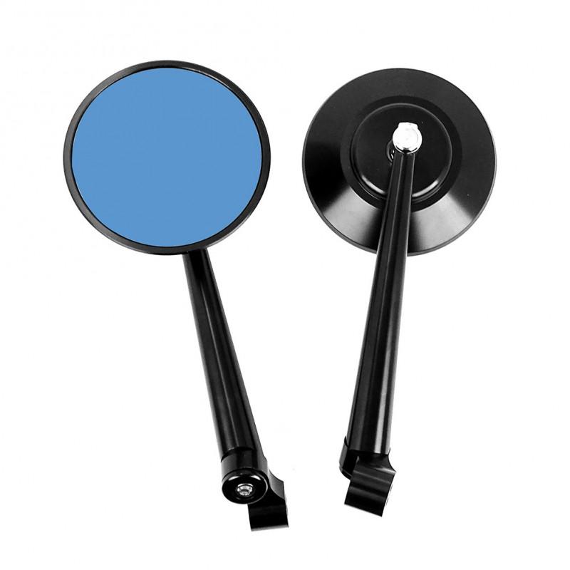 Universal CNC Aluminum Round Stem Rearview Mirror Motorcycle Customization Matte Black /Red Interior Options