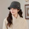 Hat Female Autumn and Winter Retro Temperament Versatile Curling Bow Bucket Hat Outdoor Travel Show Face Small Face Cover Basin Hat