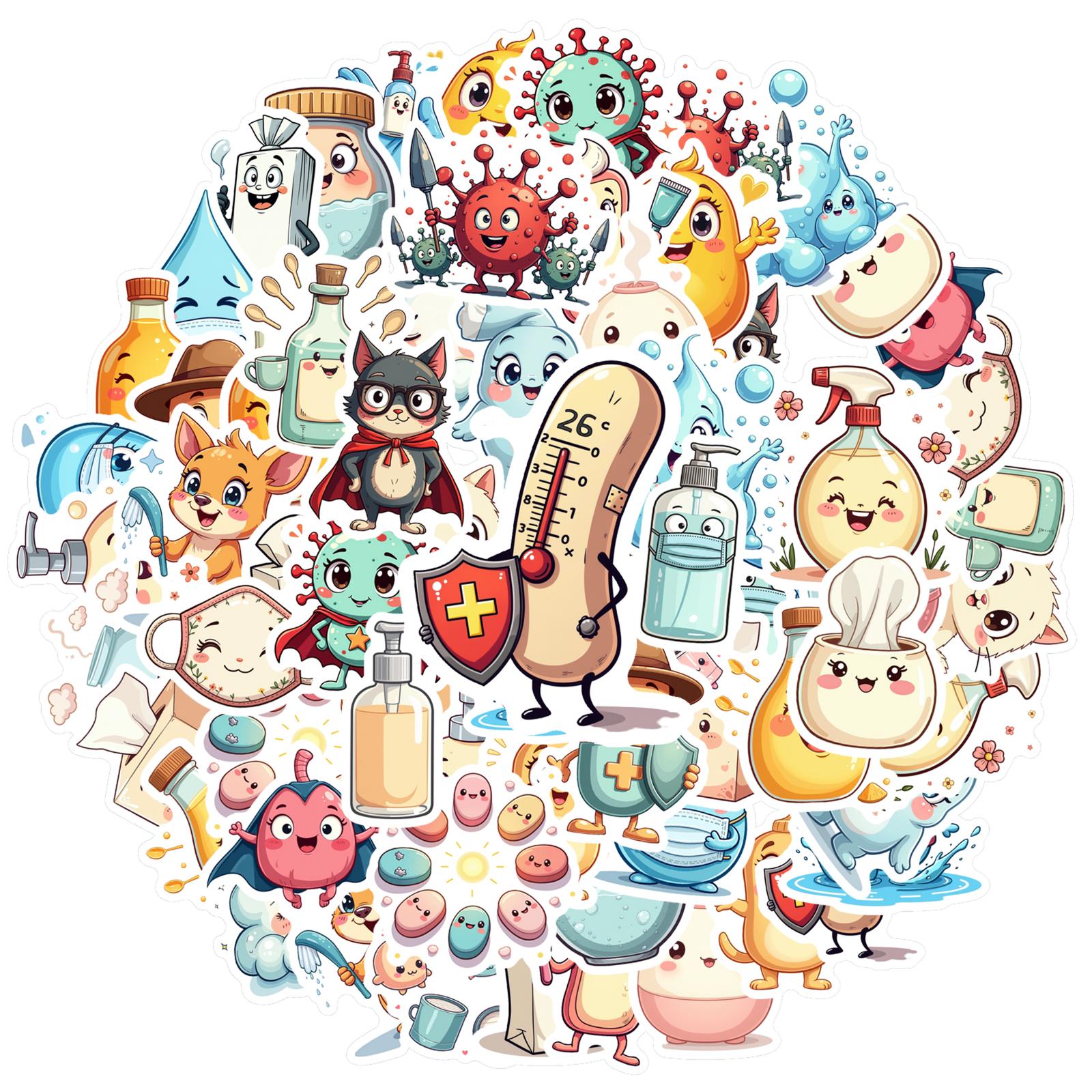 35pcs-100pcs Decals Bright  Theme Stickers Teacher Reward Stickers Funny Stickers For Luggage Suitcase Fridge