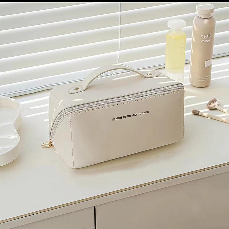 

Многофункциональная дорожная косметичка, водонепроницаемая сумка для туалетных принадлежностей из искусственной кожи для хранения средств по уходу за кожей кремовый