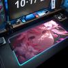 Anime Girls Mouse Pad RGB Gaming Mousepad Big LED Pad PC Desk Mat Luminous Mouse Pad Large Keyboard Mats Table Rug With Backlit
