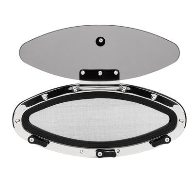 Ojo de buey ovalado para barco de 16,06 x 5,83 pulgadas con apertura hacia el interior, vidrio templado, resistente a los rayos UV y al agua.