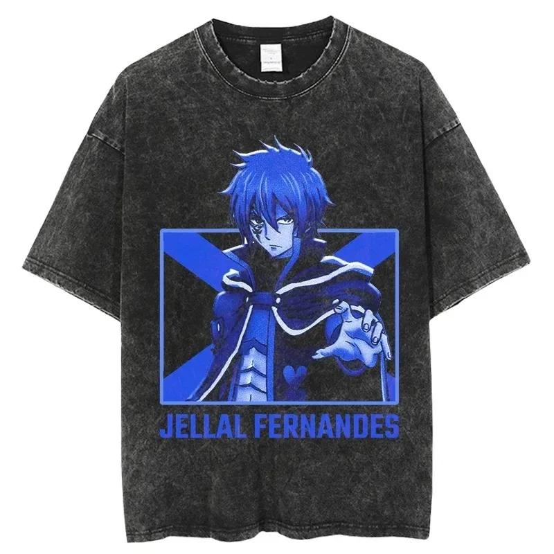 2026 Summer Vintage Washed Fairy Tail Manga Cover Anime T-Shirt Unisex Oversized Streetwear Cotton Short Sleeve Casual Tops