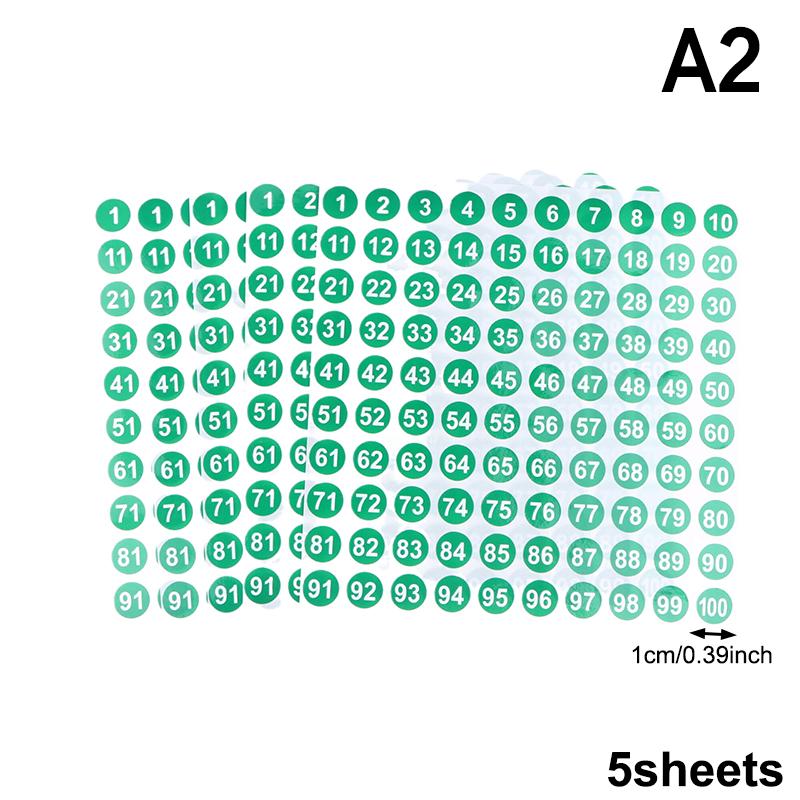 5 Ark Nummerklistermärken 1-100 Etikett Nummerklistermärke För DIY Hantverk Nagellack Limflaska Scrapbooking Dagbok Kontorsmaterial