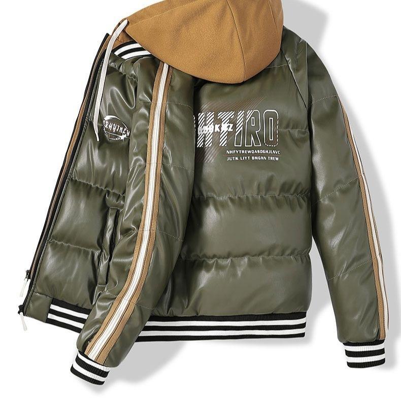 Winter new trend stand-up collar casual leather jacket cotton clothes men's short fashion versatile thickened warm jacket trendy brand
