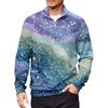 Men's Loose Casual 1/4 Zip Sweatshirt Fashion Printed Long Sleeve Top With Pockets