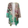 Women's Gradient Print Irregular Three-quarter Sleeve Cardigan With Pocket Jacket