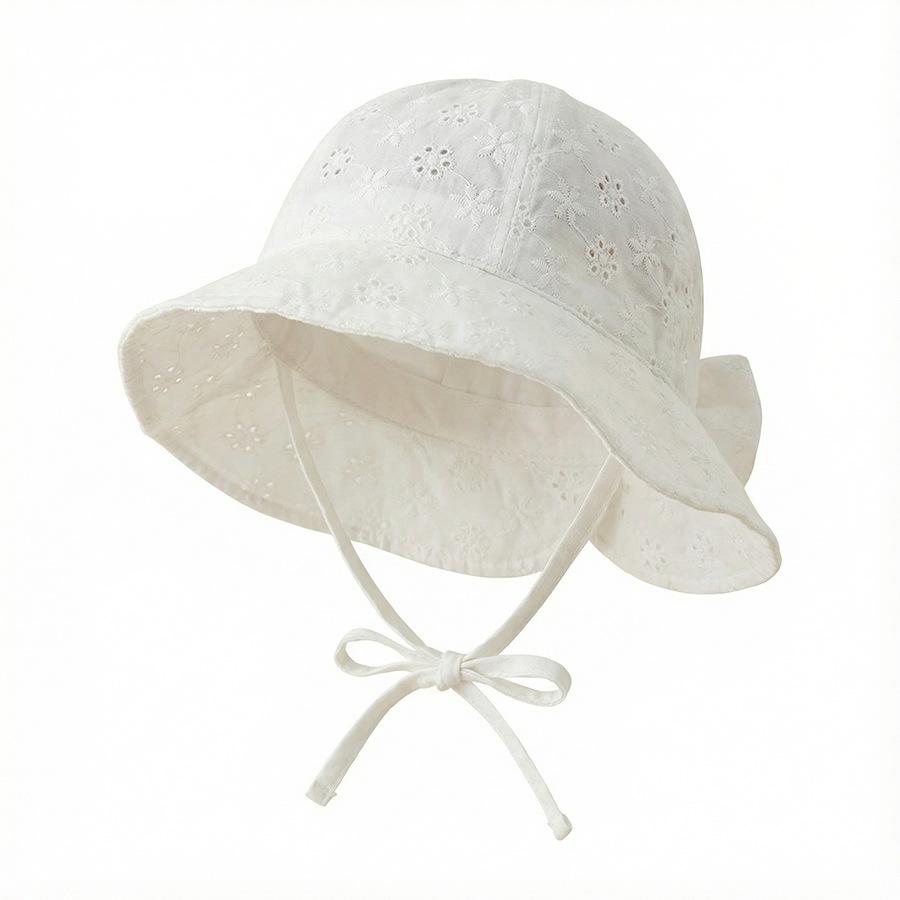 Children's summer lightweight breathable wide-brimmed sun protection hat for women, baby girls - lace trimmed bucket hat