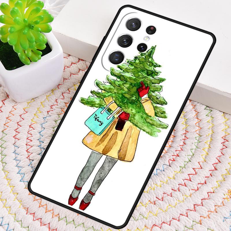 Weihnachts Mädchen Baum Geschenk Handyhülle für Samsung Galaxy note 10 pro S26 Ultra S23 S24 FE S25 S21 S22 PLUS stoßfest Hülle