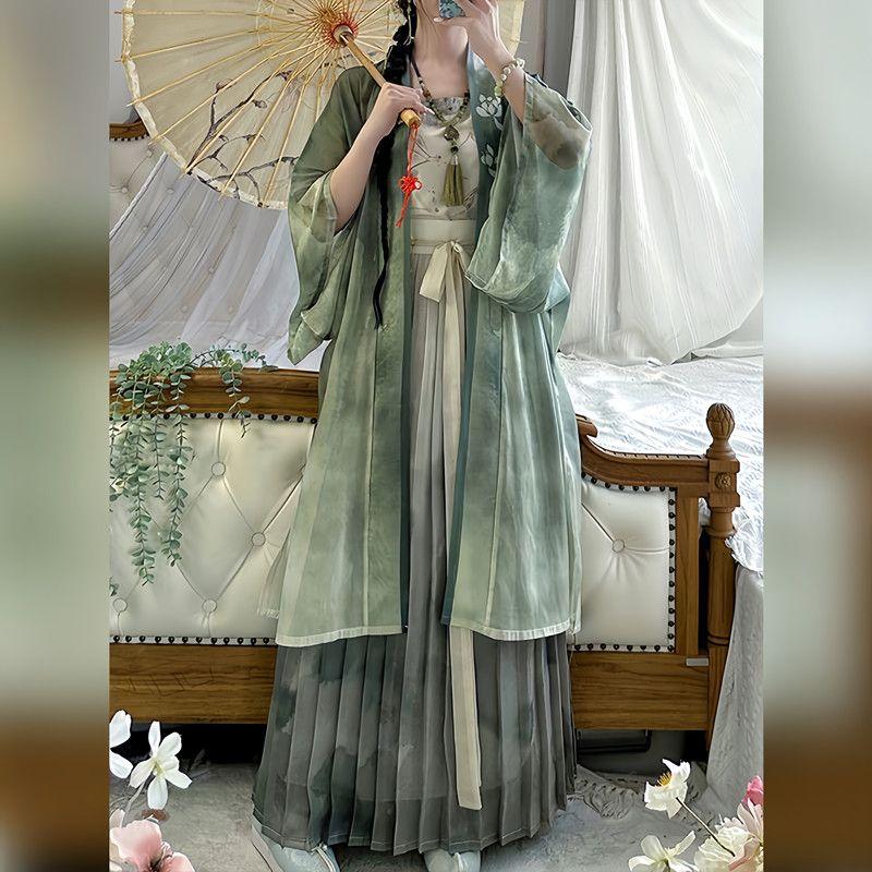 

Легкий топ и плиссированная юбка длиной до талии в китайском стиле Ханфу в стиле династии Сун для женщин