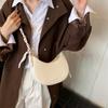 Simple retro versatile underarm bag texture commuter hand carry crescent bag solid color chain shoulder messenger bag
