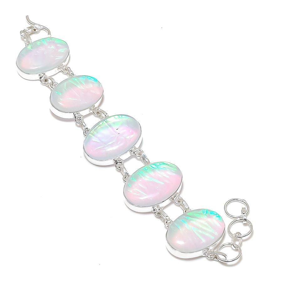 Ethiopian Opal Oval Shape Gemstone Bracelet Adjustable Link Jewelry 8" PT 4492