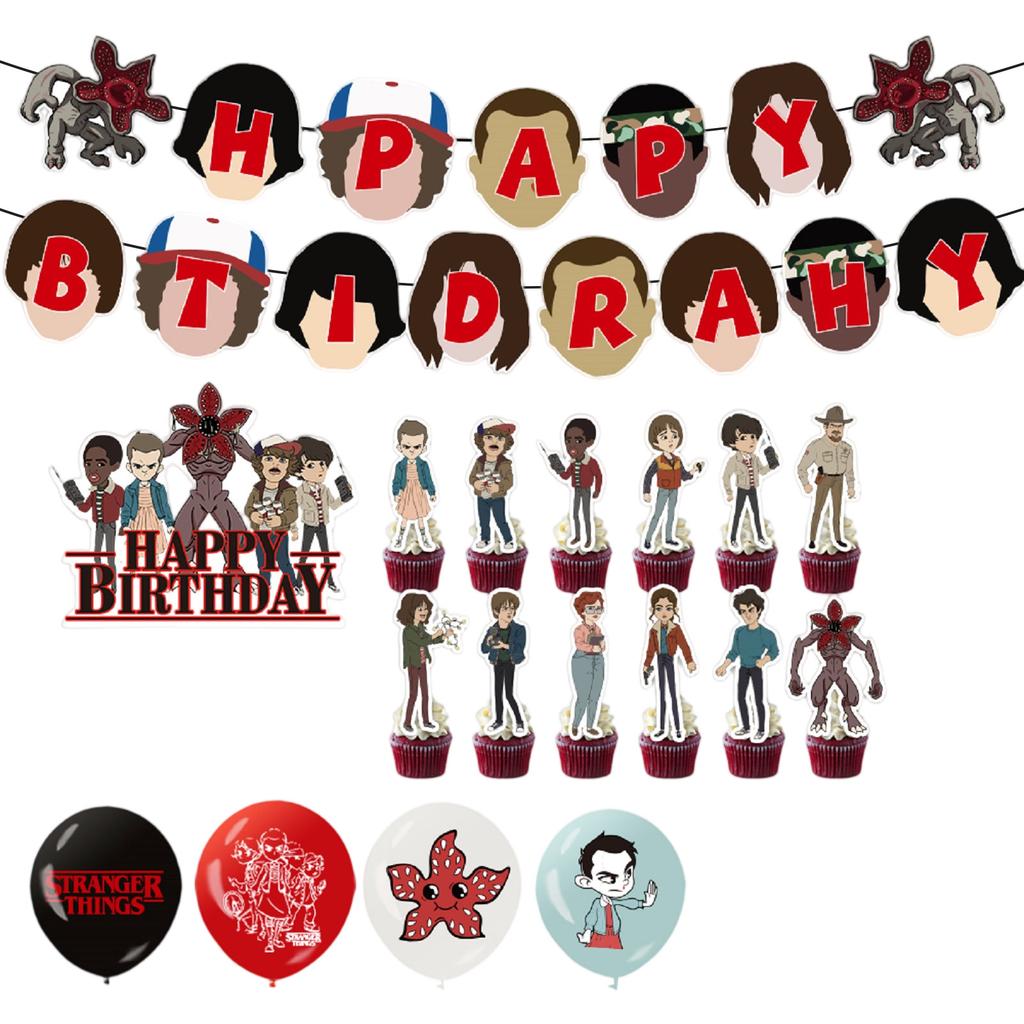 Themed Party Tableware Decoration,Birthday Theme Party Decoration Banner Pull Flag Cake Flag - Set