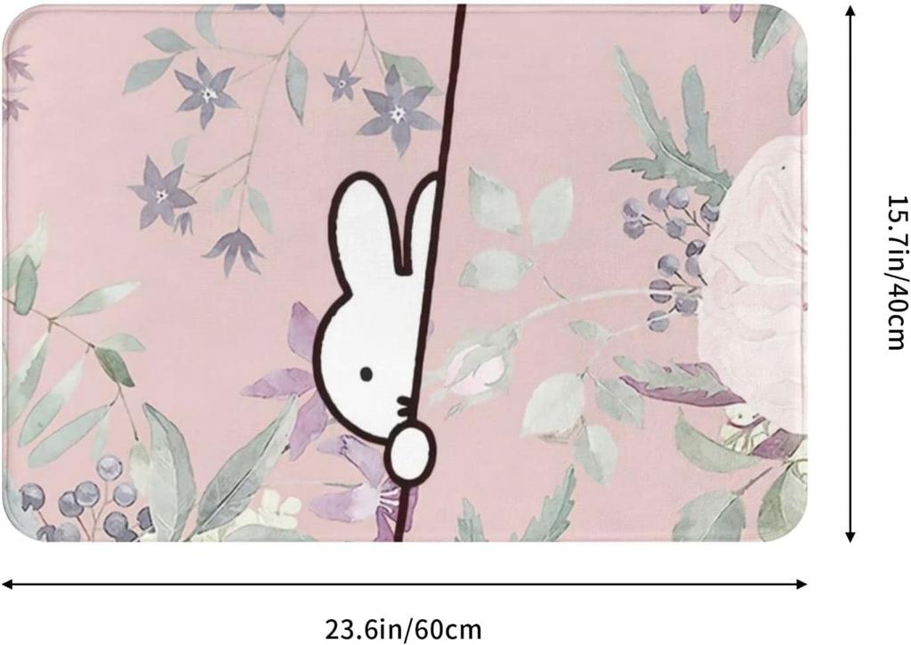 Miffy entrance mat, stylish, non-slip, washable, quick-drying, absorbent, and fully washable, perfect for indoor and outdoor use. Fluffy bath mat, doo