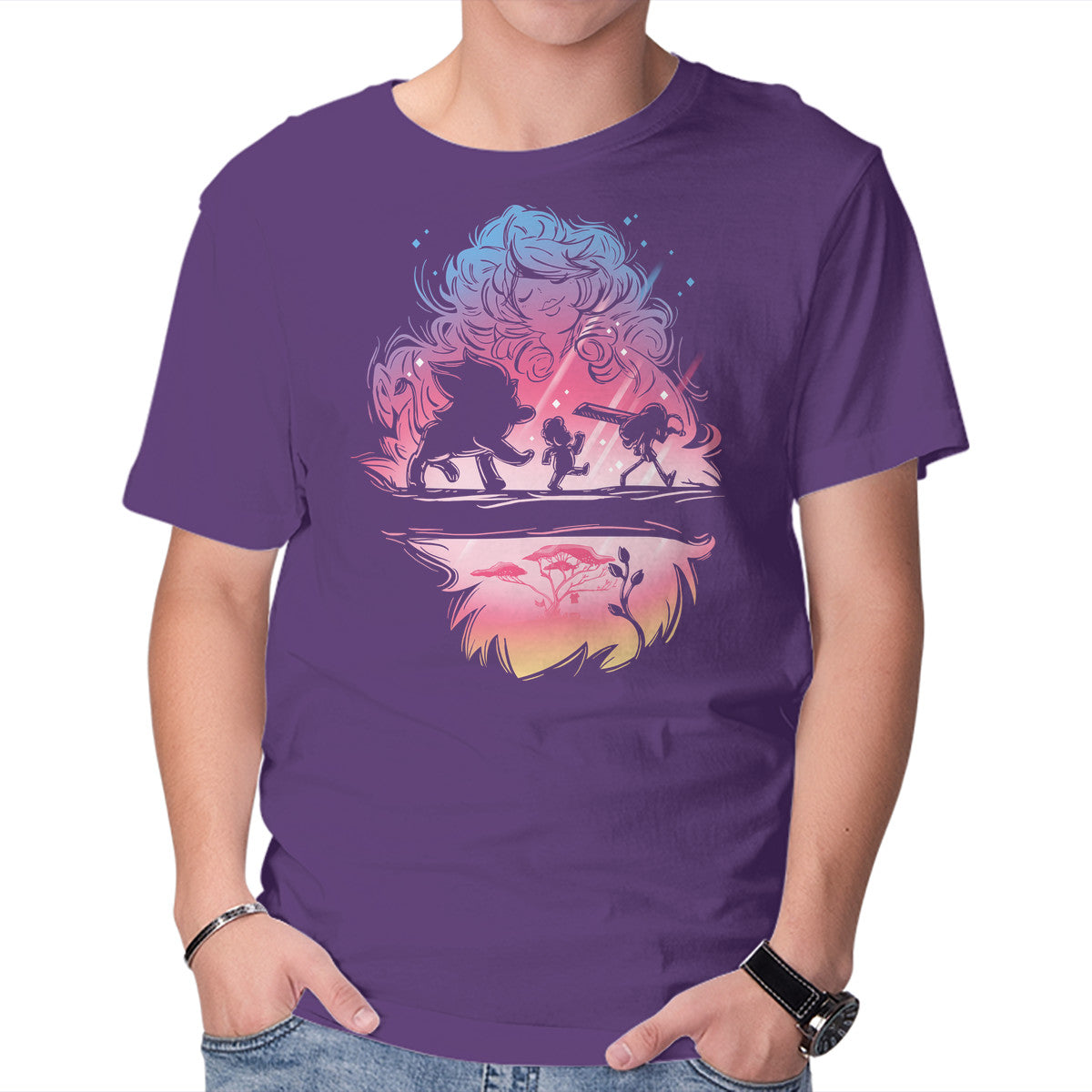 Unisex Crew Neck T-Shirt Matata Universe Graphic Short Sleeve Casual Tee XXL