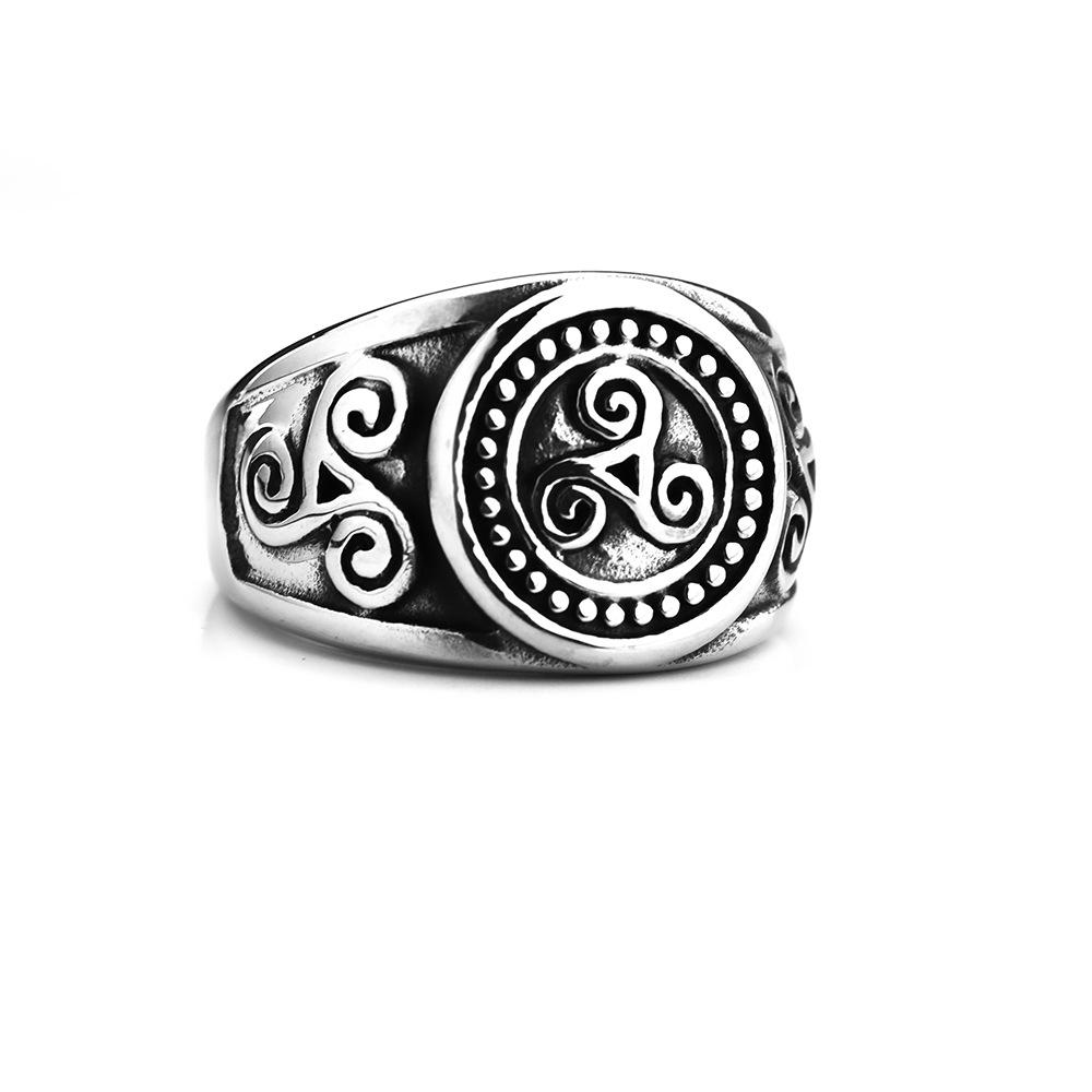 

Vintage Norse Viking Swirl Design Stainless Steel Mens Ring Durable Stylish Jewelry No. 9