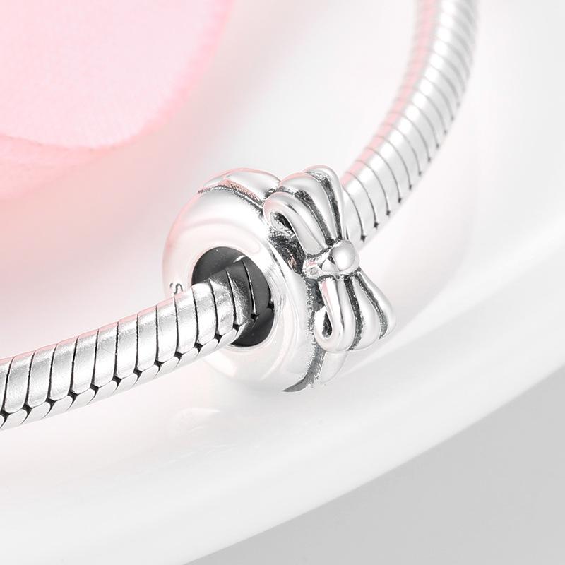 S925 Sterling Silver Plain Silver Blue Shining Spacer Accessories DIY Bracelet Necklace Positioning Beads