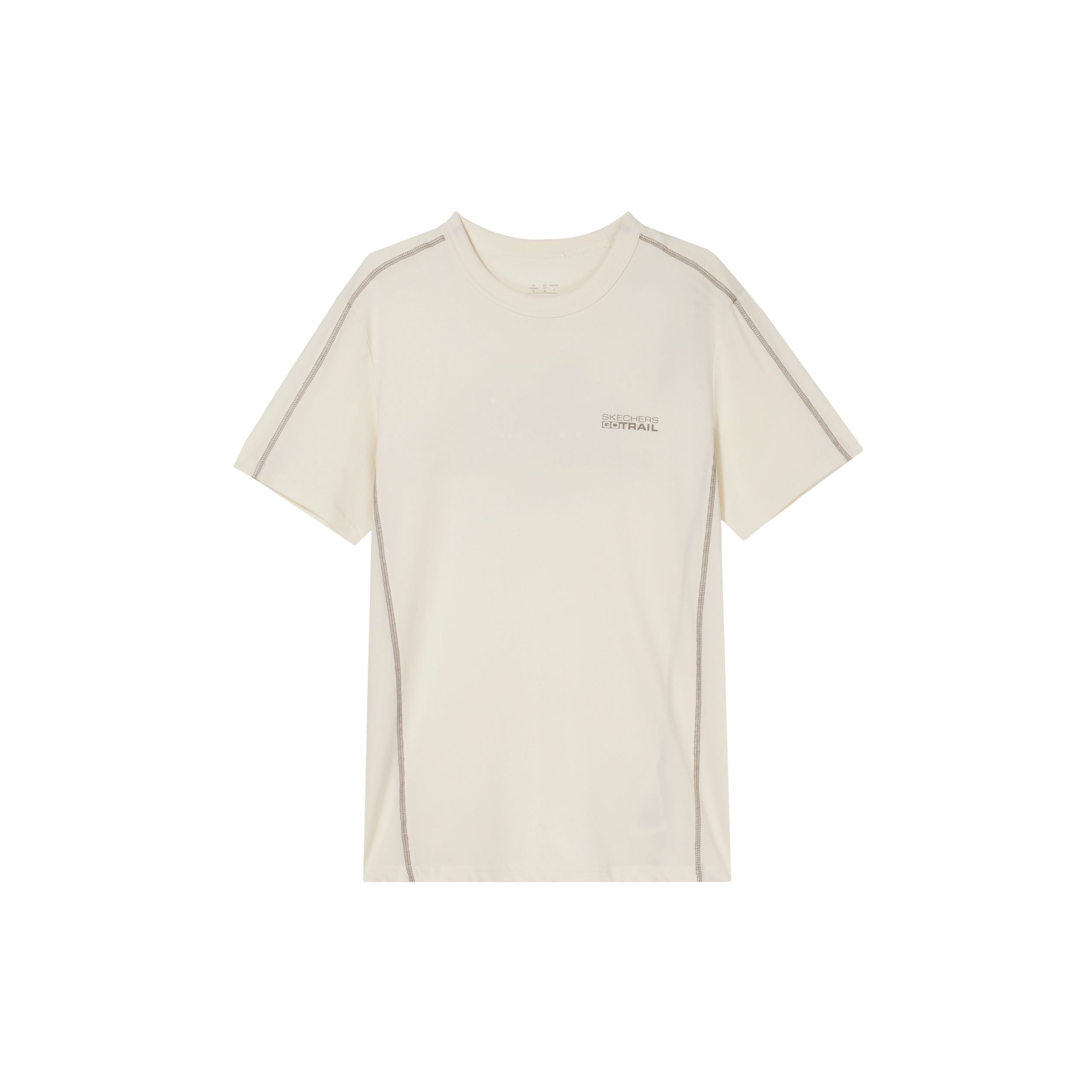 Skechers S  SS24 Letter Print Knitted Round Neck Sports Short Sleeve T-Shirt Men Tops Cream Off-White L324M012-00NA XL