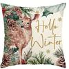 Christmas Themed Pillowcases: Believe, Hello Winter, Joy with Festive Designs Sofa Bed Cushion Cover, New Year Home Decoration