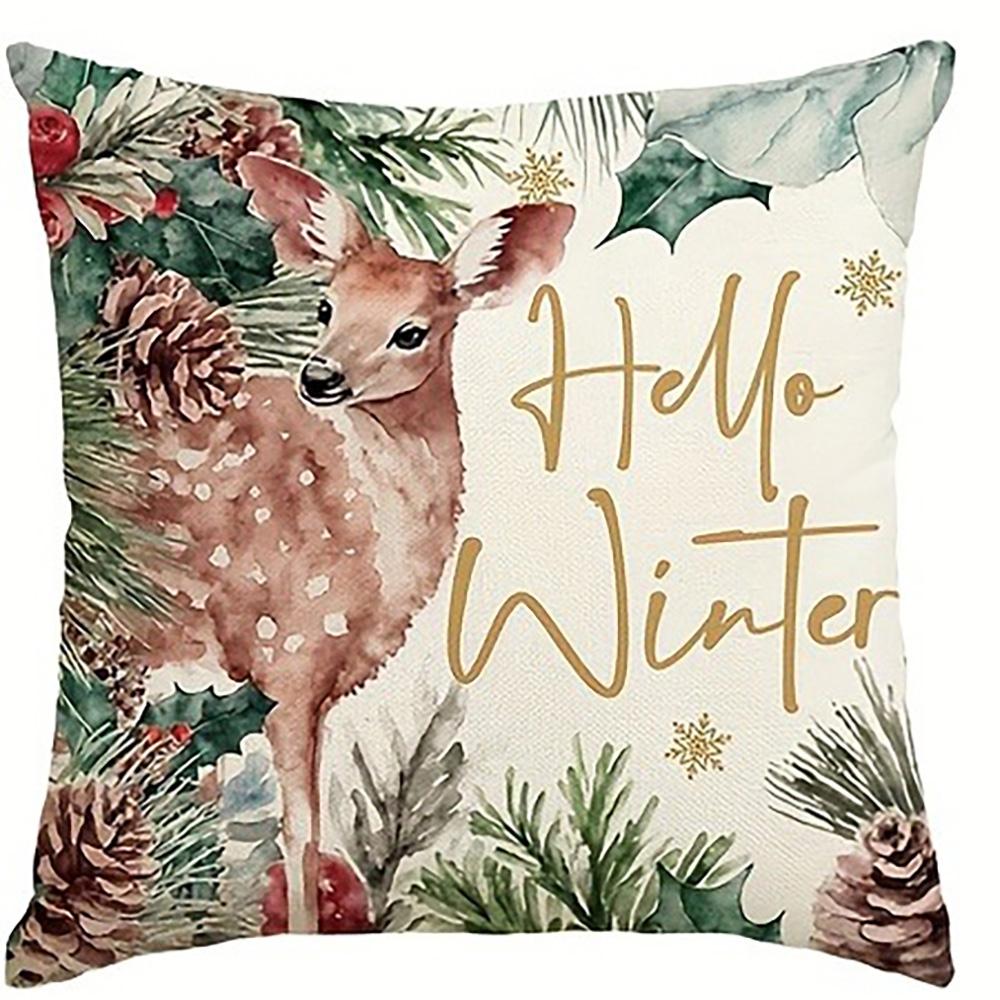 Christmas Themed Pillowcases: Believe, Hello Winter, Joy with Festive Designs Sofa Bed Cushion Cover, New Year Home Decoration