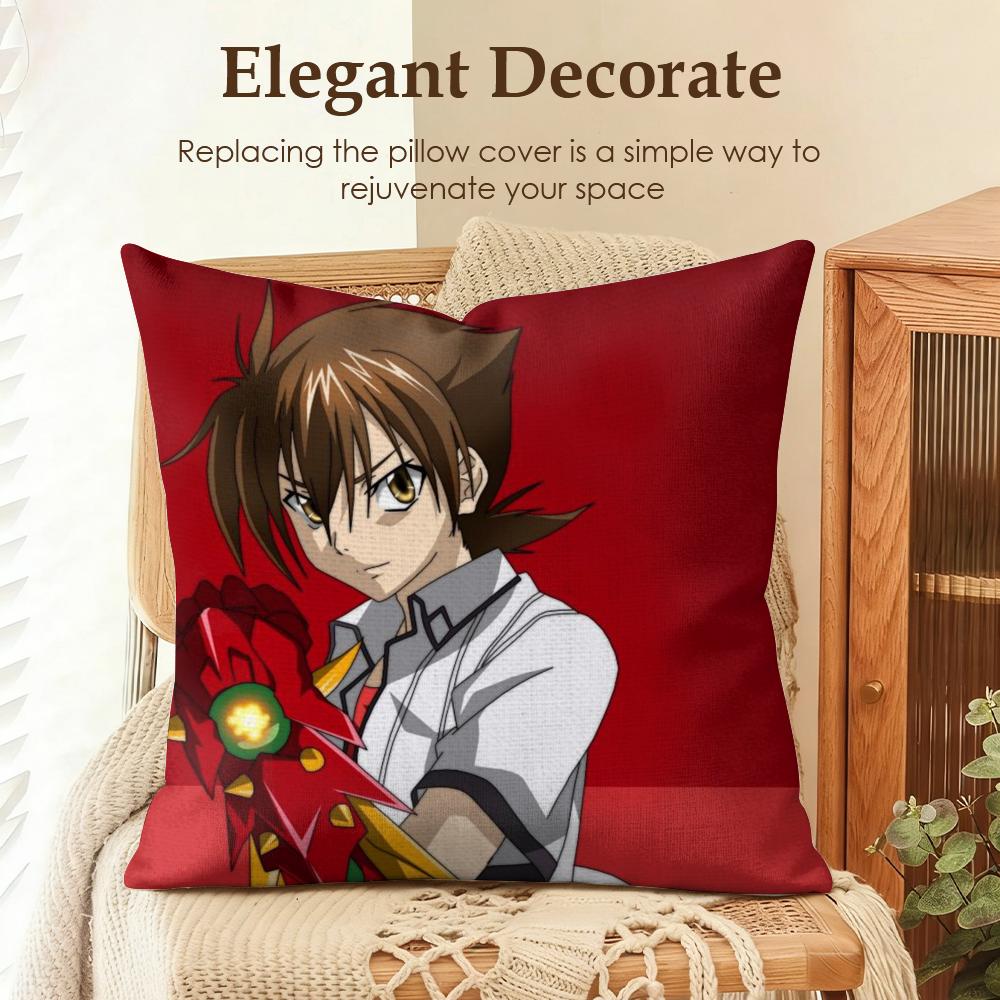 HHigh School DxD Cushion Cover Natural Linen Organic Fabric DoubleSided Printing Sofa Home Decor Gift Pillow Case