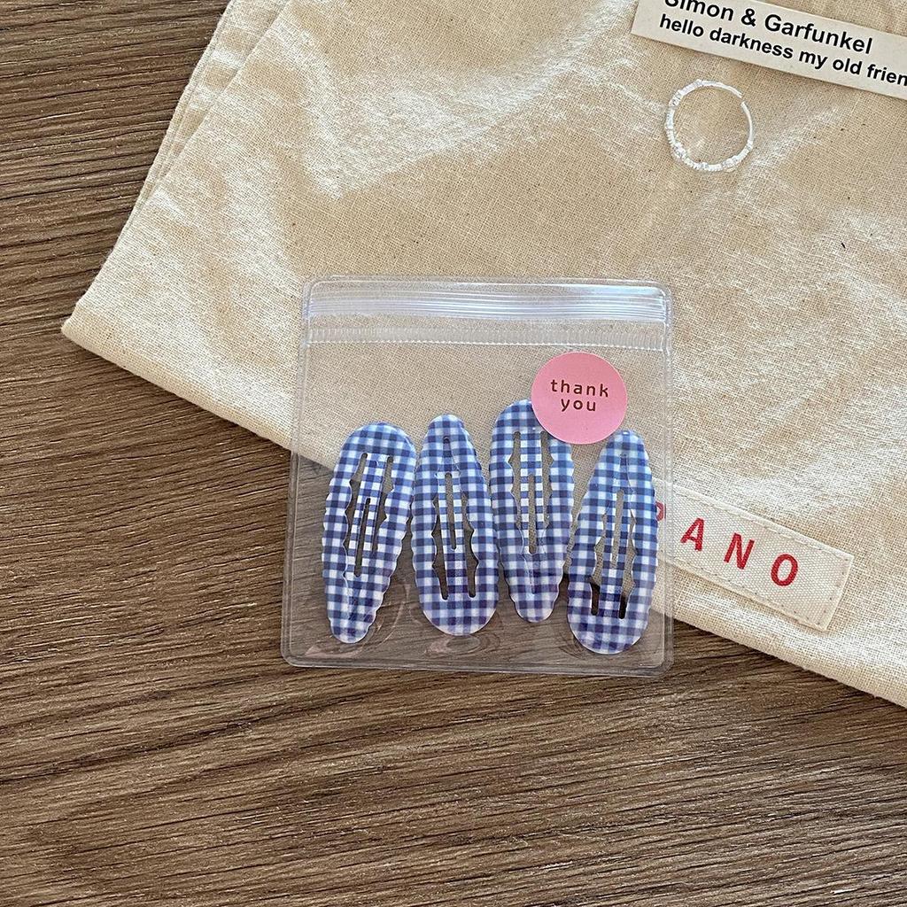 4Pcs/bag Sweet Cute Plaid Water Drops BB Clip College Style Young Students Women Girls Broken Hair Clip Fringe Bangs Hairpin
