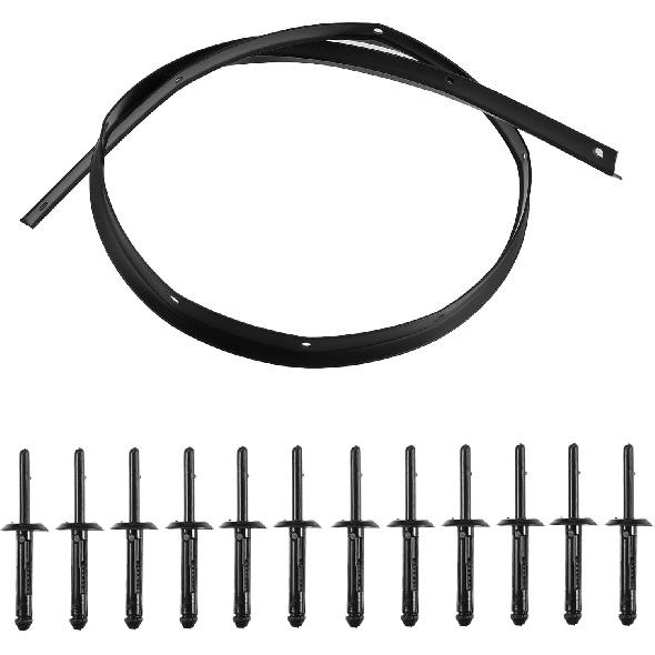 Motoforti Hood Seal & Rivets, Front Hood Bumper Weatherstrip, for Dodge Challenger 2008-2023, Rubber, 68051392AB 68051392AA, Black, 1 Set