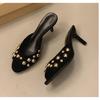 Fashion Summer Women's Open-toed Luxury Women's Sandals Sexy Riveted Retro Decorative Party Dinner Women's Stiletto Heels Plus Size 42