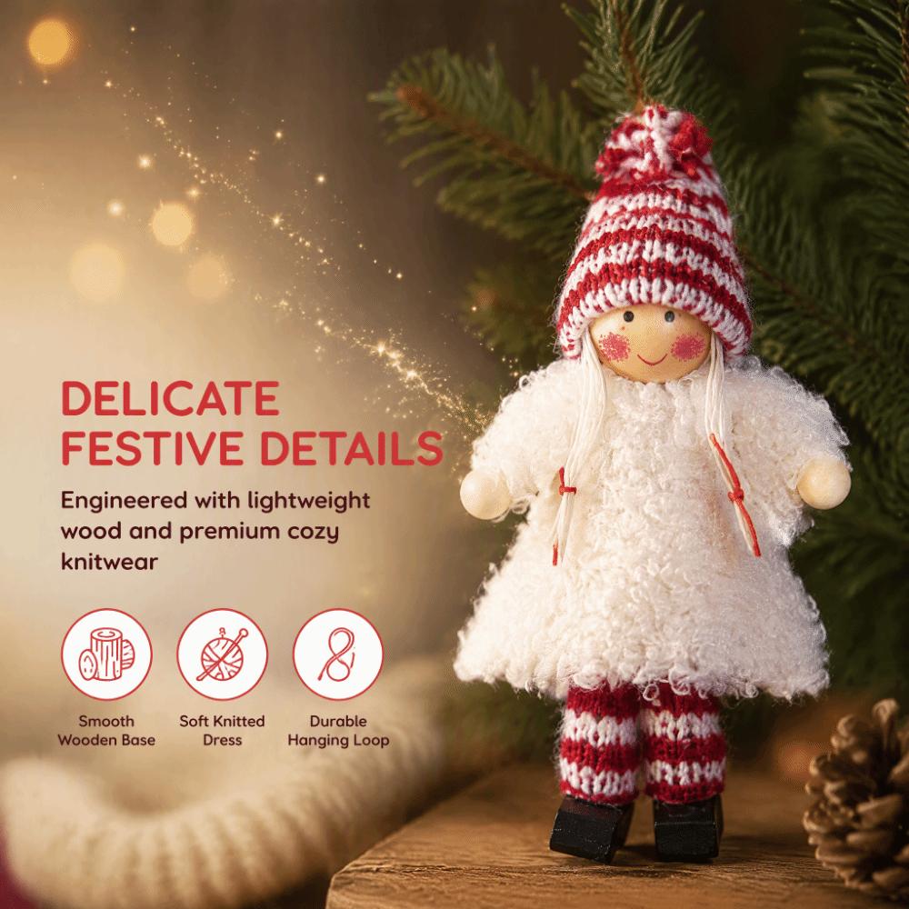 Skiing Doll Christmas Decor Wood Tree Hanging Decor Creative Christmas Ornament Gift