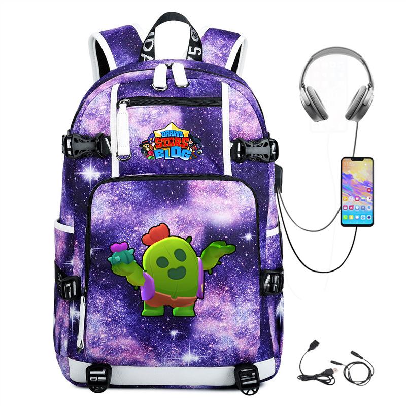 Brawl Stars Peripheral With Usb Backpack Student Outdoor Travel Large Capacity Mountaineering Bag