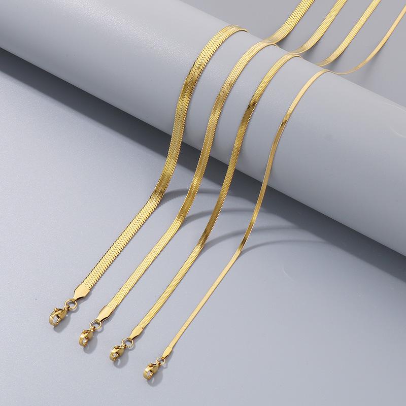 Браслет и ожерелье из нержавеющей стали со змеиной цепочкой для мужчин и женщин - Электролитическое покрытие, дизайн «Лезвие»