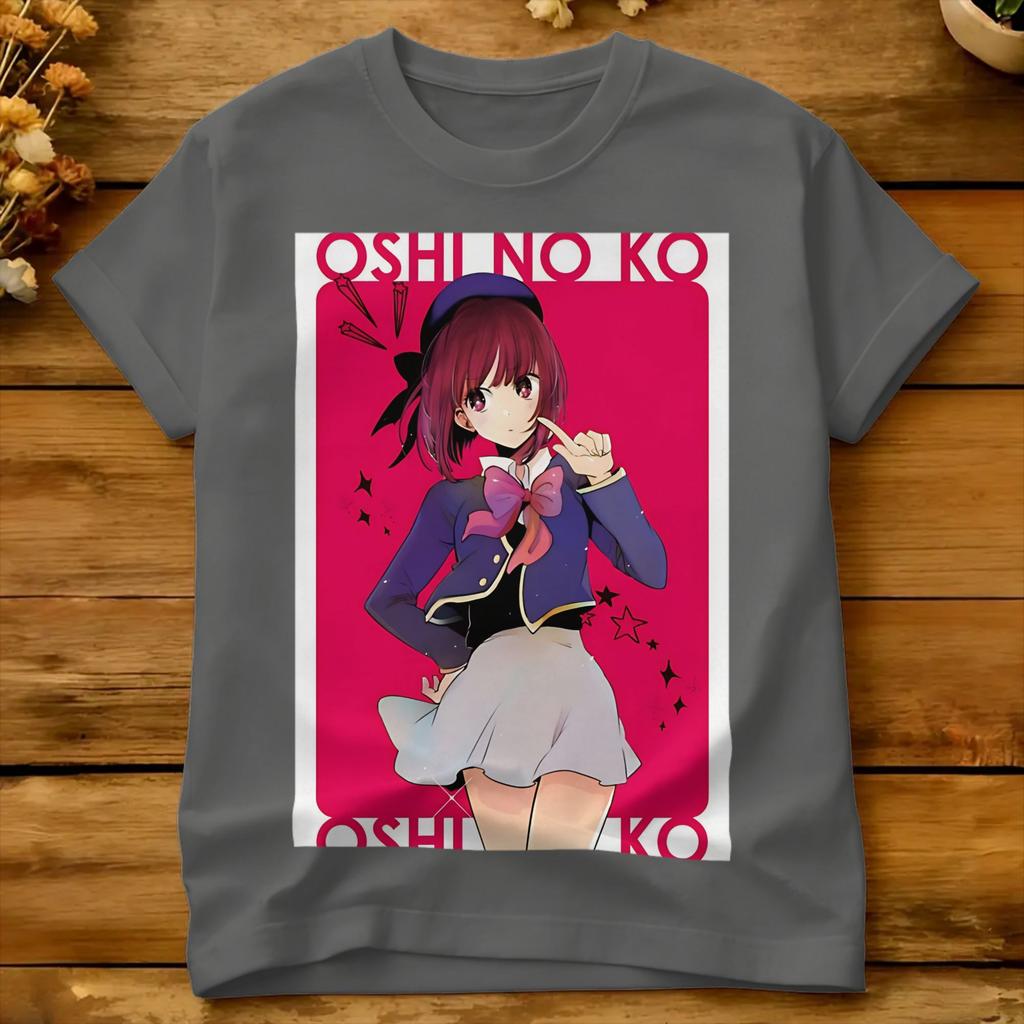 Unisex Red Cute Girl T Shirts Oshinokos 100 Cotton Tees Summer Streetwear Short Sleeves Tshirt O Neck Hippie Casual Tee Shirt