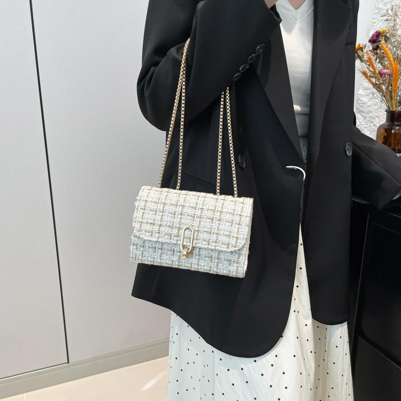 Korean Version Plaid Pattern Niche Ins Style Fashion Personality Small Square Bag Women's Casual Foreign Style Versatile Temperament Messenger Bag