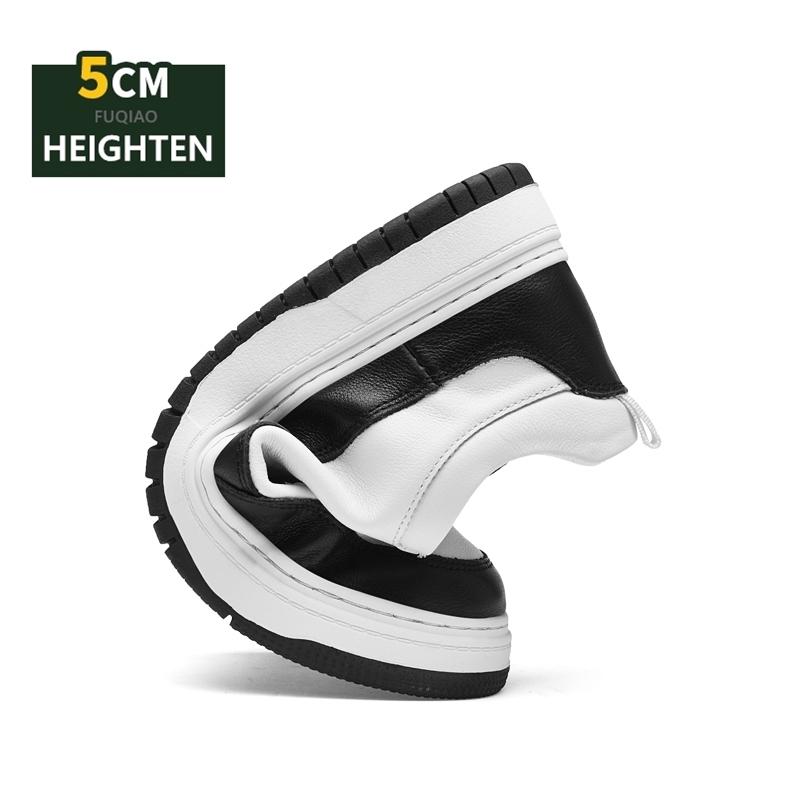 Fashion 5CM Hidden Height Increase Genuine Leather Casual Shoes Breathable Comfortable Elevator Sneakers for Men Women Fashion Anti-Slip