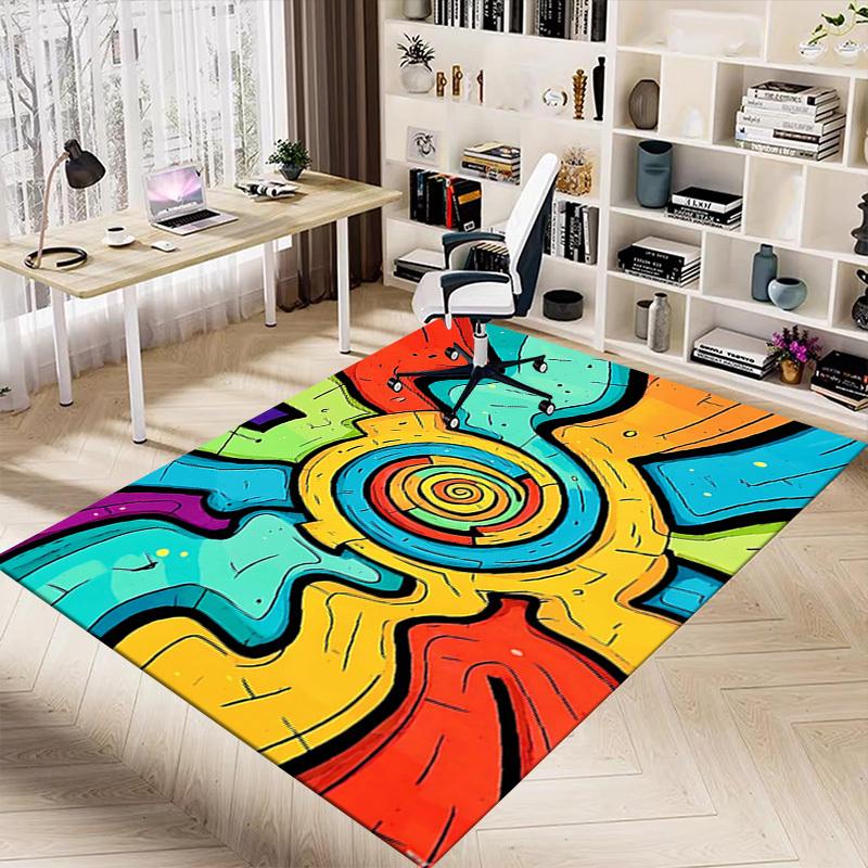 1PC Spiral Pattern Extra Large Non Slip Floor carpet, Office, family, Studio Large Area Rug Indoor Rugs, Bold Statement Piece